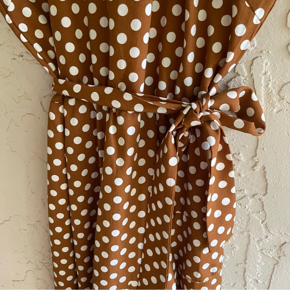 Amazon Ecowish Brown Polkadot Midi Dress - Picture 7 of 16